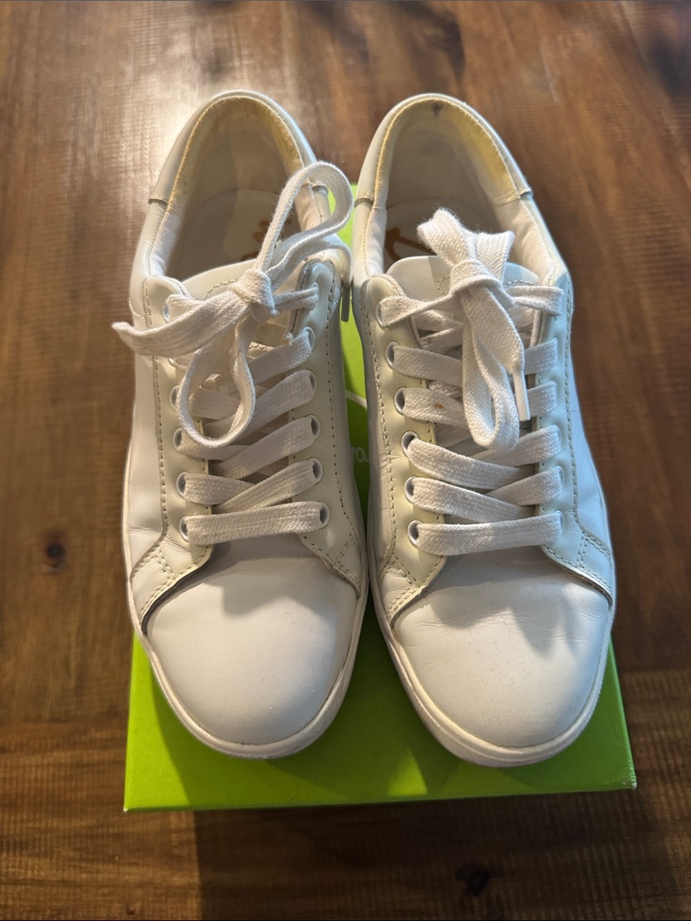 Sam Edelman White Leather Low-Top Sneakers